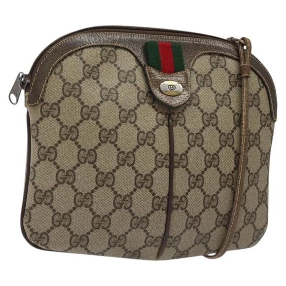 GUCCI GG Supreme Web Sherry Line Shoulder Bag PVC Beige 904 02 047 Auth ep9173 - Picture 1 of 16